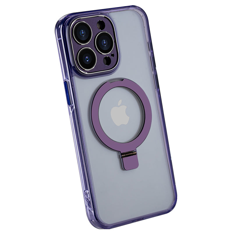 For iPhone 15 Pro Max Case Compatible with MagSafe TPU+PC Kickstand Phone Cover - Purple For iPhone 15 Pro Max Case Compatible with MagSafe TPU+PC Kickstand Phone Cover - Purple